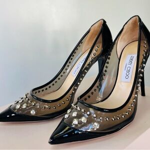 JIMMY CHOO Sparkler Point-Toe Studded Pump